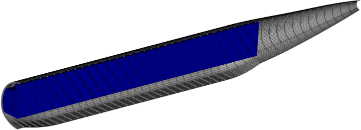 Figure: Symmetric finite element model of an aircraft fuselage